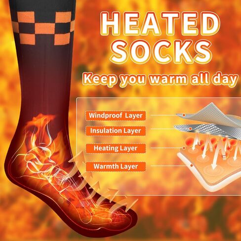 Heated Socks, Rechargeable Heating Heated Socks for Men Women with 5000mAh Battery, Electric Heated Socks for Outdoors, Hunting, Golf, Camping, Warm Gifts-L Size in Kuwait