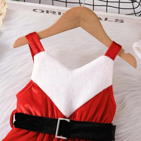 Toddler Baby Girl Christmas Dress Santa Claus Red Velvet Long Sleeve Princess Tulle Dress Party Dress with Headband Outfits in Saudi Arabia