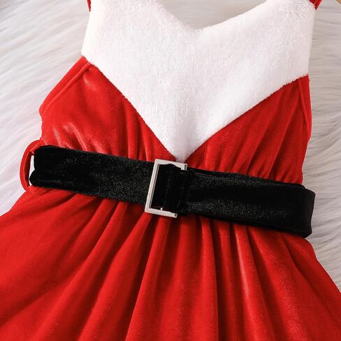 Toddler Baby Girl Christmas Dress Santa Claus Red Velvet Long Sleeve Princess Tulle Dress Party Dress with Headband Outfits in Saudi Arabia