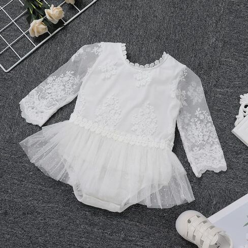 IDOPIP Baby Girls Boho Lace Romper Dress Headband 1st Birthday Outfit Toddler Princess Baptism Long Sleeve Fall Dress Clothes in Saudi Arabia