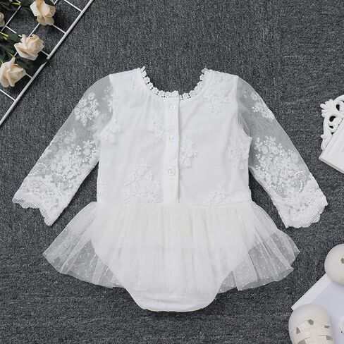 IDOPIP Baby Girls Boho Lace Romper Dress Headband 1st Birthday Outfit Toddler Princess Baptism Long Sleeve Fall Dress Clothes in Saudi Arabia