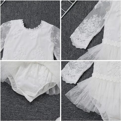 IDOPIP Baby Girls Boho Lace Romper Dress Headband 1st Birthday Outfit Toddler Princess Baptism Long Sleeve Fall Dress Clothes in Saudi Arabia