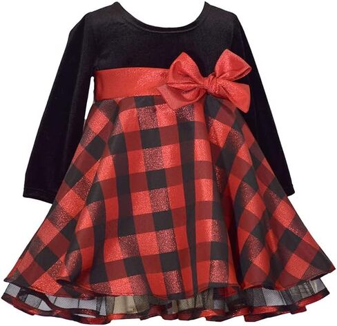 Bonnie Jean Holiday Christmas Dress - Buffalo Check Dress for Baby Toddler and Little Girls in Saudi Arabia