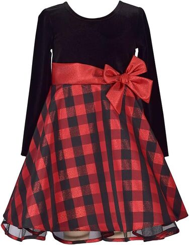 Bonnie Jean Holiday Christmas Dress - Buffalo Check Dress for Baby Toddler and Little Girls in Saudi Arabia