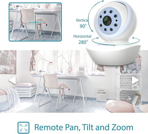 Moonybaby EMF Reduction Baby Monitor with 2 Cameras, Model:QuadView 60, 720P HD Resolution 5" Display, A.N.R. (Auto Noise Reduce), Pan Tilt Zoom, Split Screen, No WiFi, Long Range, 2-Way Audio in Kuwait