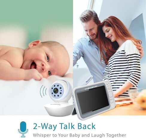 Moonybaby EMF Reduction Baby Monitor with 2 Cameras, Model:QuadView 60, 720P HD Resolution 5" Display, A.N.R. (Auto Noise Reduce), Pan Tilt Zoom, Split Screen, No WiFi, Long Range, 2-Way Audio in Kuwait