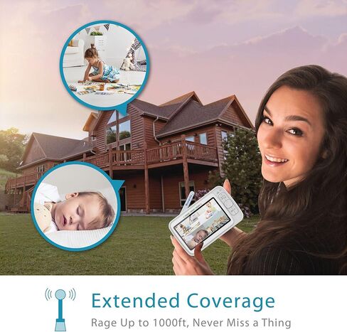 Moonybaby EMF Reduction Baby Monitor with 2 Cameras, Model:QuadView 60, 720P HD Resolution 5" Display, A.N.R. (Auto Noise Reduce), Pan Tilt Zoom, Split Screen, No WiFi, Long Range, 2-Way Audio in Kuwait