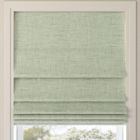 Sun Zero Seraphina Textured Total Blackout Cordless Roman Shade, 35" x 64", Sage Green in Saudi Arabia