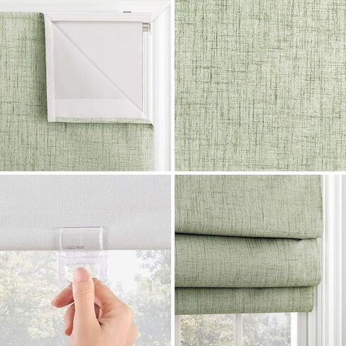 Sun Zero Seraphina Textured Total Blackout Cordless Roman Shade, 35" x 64", Sage Green in Saudi Arabia