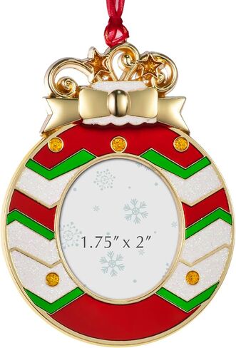 Christmas Tree Ornaments Metal Decorations Hanging for Christmas Tree Party Gifts Home Decor Christmas Decorations Gifts Pendant with 1.75"x2" Photo Frame Insert (Silver) in Saudi Arabia