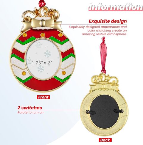 Christmas Tree Ornaments Metal Decorations Hanging for Christmas Tree Party Gifts Home Decor Christmas Decorations Gifts Pendant with 1.75"x2" Photo Frame Insert (Silver) in Saudi Arabia