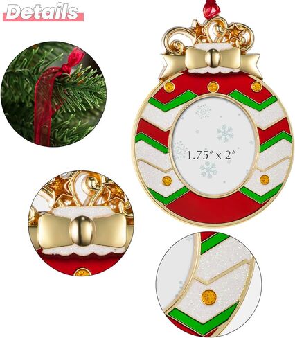 Christmas Tree Ornaments Metal Decorations Hanging for Christmas Tree Party Gifts Home Decor Christmas Decorations Gifts Pendant with 1.75"x2" Photo Frame Insert (Silver) in Saudi Arabia