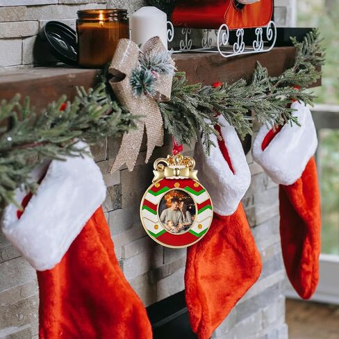 Christmas Tree Ornaments Metal Decorations Hanging for Christmas Tree Party Gifts Home Decor Christmas Decorations Gifts Pendant with 1.75"x2" Photo Frame Insert (Silver) in Saudi Arabia
