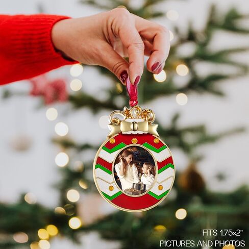 Christmas Tree Ornaments Metal Decorations Hanging for Christmas Tree Party Gifts Home Decor Christmas Decorations Gifts Pendant with 1.75"x2" Photo Frame Insert (Silver) in Saudi Arabia