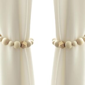 قطعتان من ستائر الستائر، أربطة ستائر من الخرز الخشبي، ستائر سحب للخلف، ستائر مع خطافات، حامل ستائر، ستائر، ستائر (أبيض، 2) in Kuwait