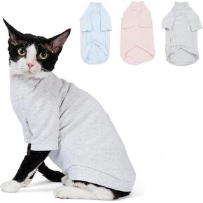 Sphynx Cat Soft Cotton Shirt, Fall Winter Kitten Clothes, Cornish Rex Devon Cat pajamas, Hairless Pet Clothes,Pet Cat Warmer (Small, Blue) in Kuwait