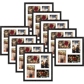 Golden State Art، إطار خشبي أسود مقاس 12x12 مع حصيرة بيضاء - يعرض أربع صور مقاس 4x6 - إطار مجمع مربع - زجاج حقيقي، شماعة مسننة، علامات تبويب معدنية مرنة - تركيب على الحائط، منظر طبيعي، صورة