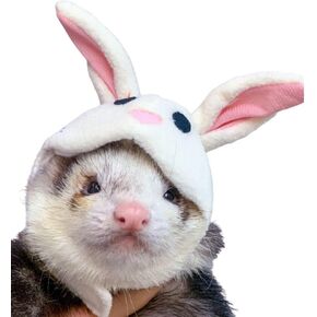 Ferret Costume Cartoon Animal Shape Pet Cap Hamster Guinea Pig Party Cosplay Animal Ear Cap Headwear Kitten Cat Hat Photo Booth (Bunny)