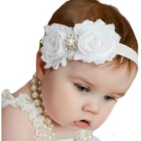 Bloomposh Baby White Headbands Hairbands Hair Bows Elastics Hair Accessories for Baby Girls Newborn Infant Toddlers Kids in Kuwait