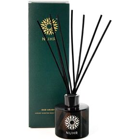 زيت ناشر أعواد العود المنزلي من NUHR، 115 مل، ناشر أعواد عطرية فاخرة من العود والعنبر مع عطر متعدد الروائح، رائحة منعشة تدوم طويلاً للمنزل، مخففة بلمسات مخملية in Kuwait