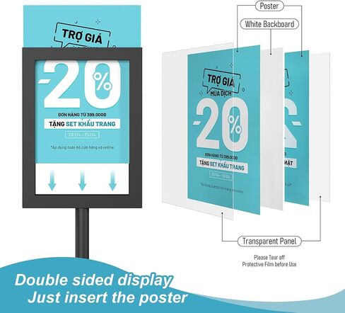 Relx Adjustable Outdoor Sign Holder Stand for Display - Floor Sign Stand with Base for Business Retail Events 8.5x11 inches in Saudi Arabia