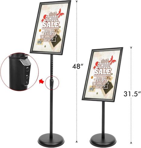 DISPLAYSWORKER Adjustable Poster Sign Stand,Floor-Standing Sign Holder with Heavy Duty Pedestal,for School Hospital Church Shopping mall Silver 11 x 17inch in Saudi Arabia