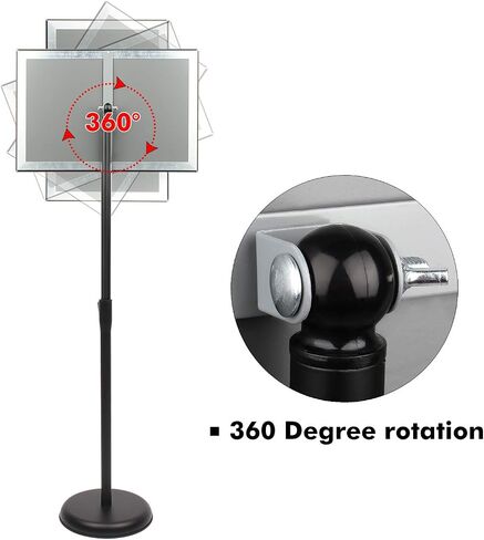 DISPLAYSWORKER Adjustable Poster Sign Stand,Floor-Standing Sign Holder with Heavy Duty Pedestal,for School Hospital Church Shopping mall Silver 11 x 17inch in Saudi Arabia