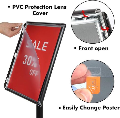 DISPLAYSWORKER Adjustable Poster Sign Stand,Floor-Standing Sign Holder with Heavy Duty Pedestal,for School Hospital Church Shopping mall Silver 11 x 17inch in Saudi Arabia
