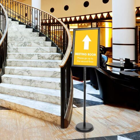 DISPLAYSWORKER Adjustable Poster Sign Stand,Floor-Standing Sign Holder with Heavy Duty Pedestal,for School Hospital Church Shopping mall Silver 11 x 17inch in Saudi Arabia
