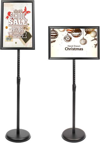 DISPLAYSWORKER Adjustable Poster Sign Stand,Floor-Standing Sign Holder with Heavy Duty Pedestal,for School Hospital Church Shopping mall Silver 11 x 17inch in Saudi Arabia