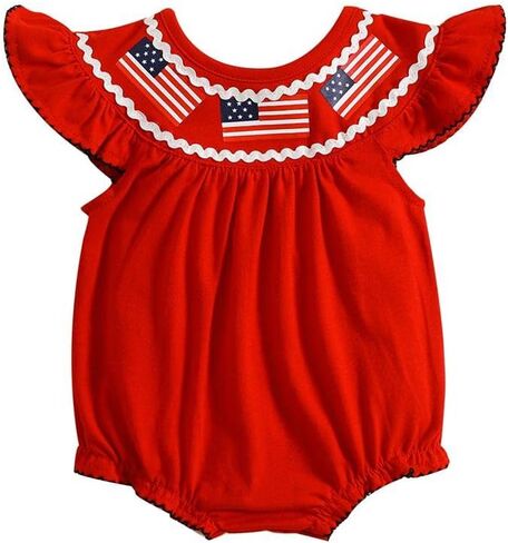 GLIGLITTR Baby Girls 4th of July Onesie Romper American Flag Jumpsuit Infant Bodysuit Independence Day Patriotic Outfits in Saudi Arabia