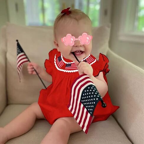 GLIGLITTR Baby Girls 4th of July Onesie Romper American Flag Jumpsuit Infant Bodysuit Independence Day Patriotic Outfits in Saudi Arabia