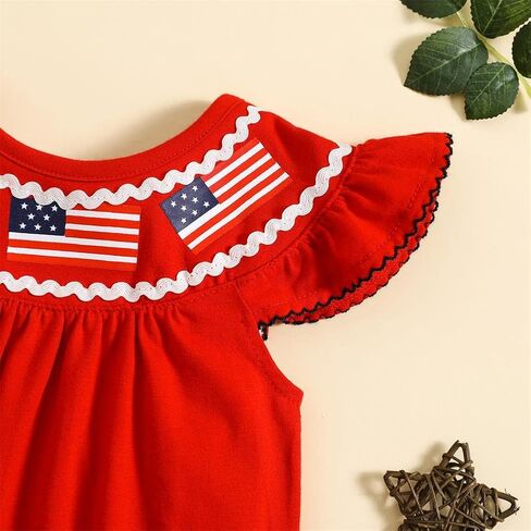 GLIGLITTR Baby Girls 4th of July Onesie Romper American Flag Jumpsuit Infant Bodysuit Independence Day Patriotic Outfits in Saudi Arabia