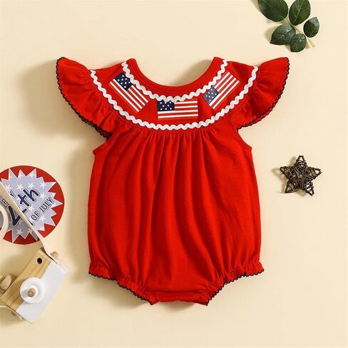 GLIGLITTR Baby Girls 4th of July Onesie Romper American Flag Jumpsuit Infant Bodysuit Independence Day Patriotic Outfits in Saudi Arabia