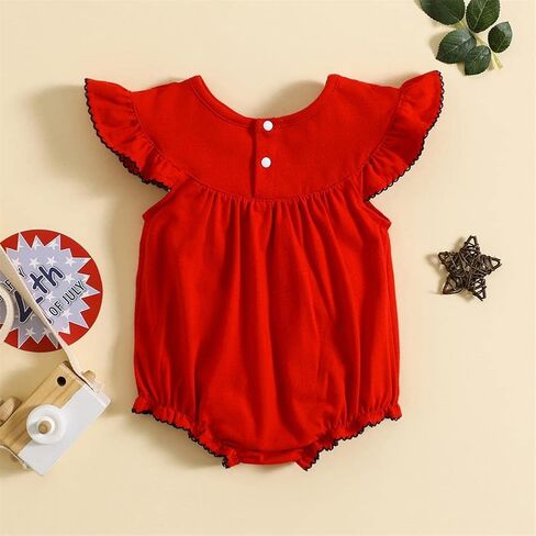 GLIGLITTR Baby Girls 4th of July Onesie Romper American Flag Jumpsuit Infant Bodysuit Independence Day Patriotic Outfits in Saudi Arabia