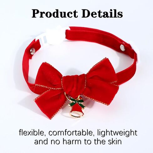 shaowuyanlang 1 PCS Cat Collar Cute Puppy Collar Christmas Cat Collar Breakaway with Bow Tie and Bell for Cats Kitty Kitten in Saudi Arabia