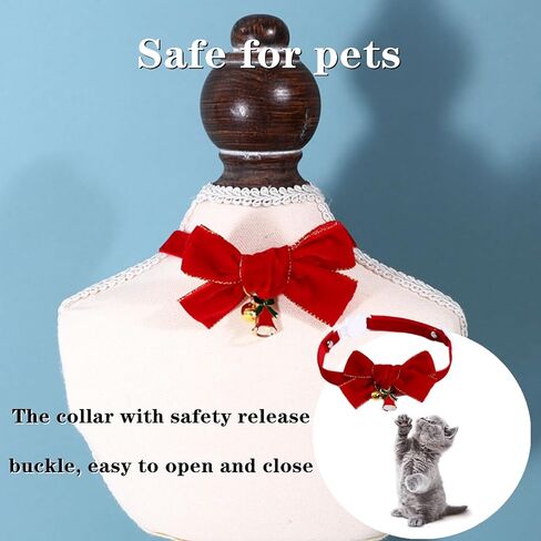 shaowuyanlang 1 PCS Cat Collar Cute Puppy Collar Christmas Cat Collar Breakaway with Bow Tie and Bell for Cats Kitty Kitten in Saudi Arabia