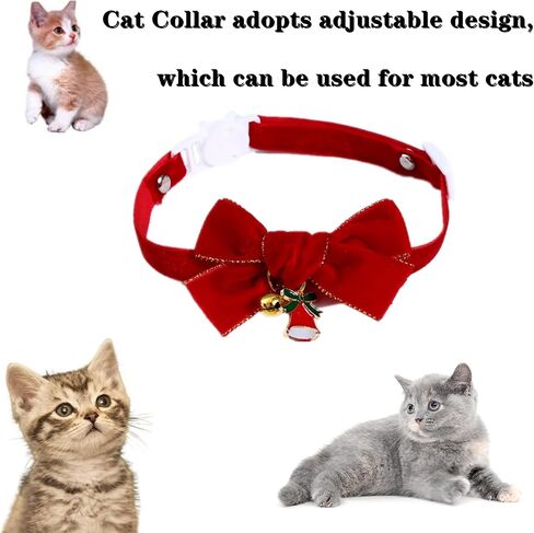 shaowuyanlang 1 PCS Cat Collar Cute Puppy Collar Christmas Cat Collar Breakaway with Bow Tie and Bell for Cats Kitty Kitten in Saudi Arabia