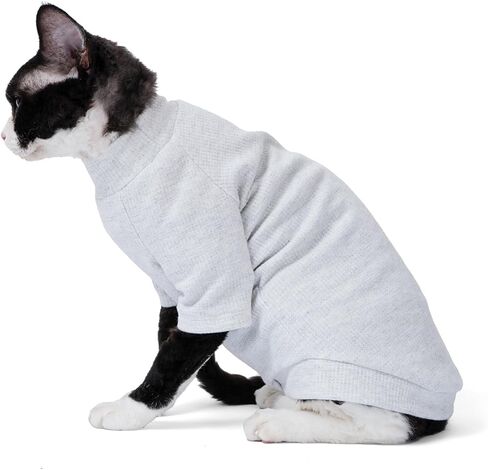 Sphynx Cat Soft Cotton Shirt, Fall Winter Kitten Clothes, Cornish Rex Devon Cat pajamas, Hairless Pet Clothes,Pet Cat Warmer (Small, Blue) in Kuwait