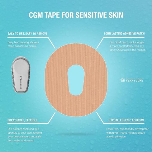 Perfecore Adhesive Bandage Patches Compatible with Dexcom G6 (30-Pack Set) – Waterproof, Sweatproof Continuous Glucose Monitor Sensor Cover Tape for Sensitive Skin – Diabetes and Diabetic Supplies in Saudi Arabia