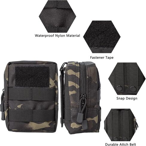 2 حزمة من الحقائب الرخوة Focalmotors عالية الجودة مقاومة للماء التكتيكية المدمجة EDC الحقيبة أداة تنظيم الأدوات، التمويه الداكن in Kuwait