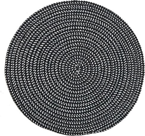 Hand Woven Round Area Rugs Living Room Bedroom Study Computer Chair Cushion Base Mat Round Carpet Lifts Basket Swivel Chair Pad Coffee Table Rug(2' Round, Black/White) in Kuwait