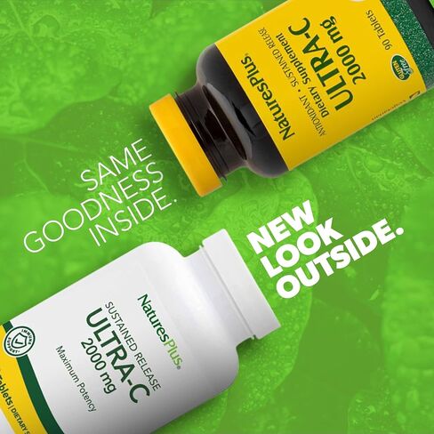 Natures Plus Ultra C W/Rose HIPS, Sustained Released - 2000 mg, 60 Vegetarian Tablets - Maximum Potency Immune Support, Antioxidant - Free-Radical Defense - Gluten-Free - 60 Servings in Saudi Arabia