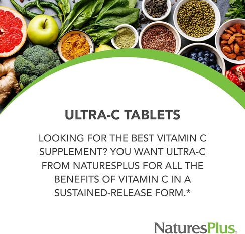 Natures Plus Ultra C W/Rose HIPS, Sustained Released - 2000 mg, 60 Vegetarian Tablets - Maximum Potency Immune Support, Antioxidant - Free-Radical Defense - Gluten-Free - 60 Servings in Saudi Arabia