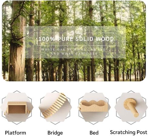 JanYoo Cat Hammock for Wall Furniture,Cat Climbing Shelves Cat Wall Mounted Cat Bed Frame with Scratching Post 2 Bridge 2 Platform Shelf in Kuwait