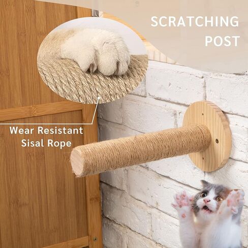 JanYoo Cat Hammock for Wall Furniture,Cat Climbing Shelves Cat Wall Mounted Cat Bed Frame with Scratching Post 2 Bridge 2 Platform Shelf in Kuwait