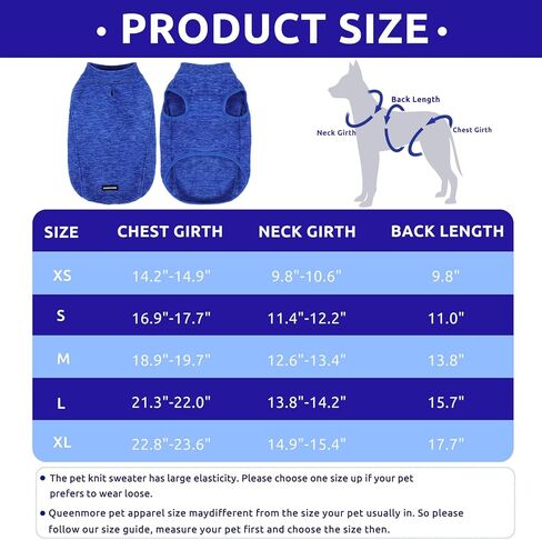 سترة صوفية للكلاب من Queenmore، سترة ناعمة للكلاب مع فتحة للمقود على شكل حرف D، ملابس شتوية دافئة عاكسة للكلاب، سترة بدون أكمام للكلاب الصغيرة والمتوسطة والكبيرة (أزرق، XL) in Kuwait