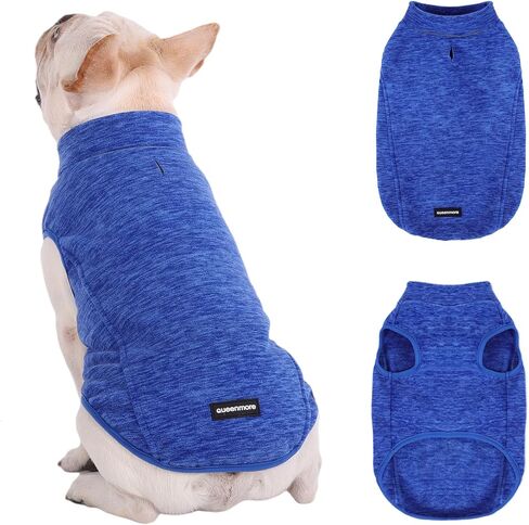 سترة صوفية للكلاب من Queenmore، سترة ناعمة للكلاب مع فتحة للمقود على شكل حرف D، ملابس شتوية دافئة عاكسة للكلاب، سترة بدون أكمام للكلاب الصغيرة والمتوسطة والكبيرة (أزرق، XL) in Kuwait