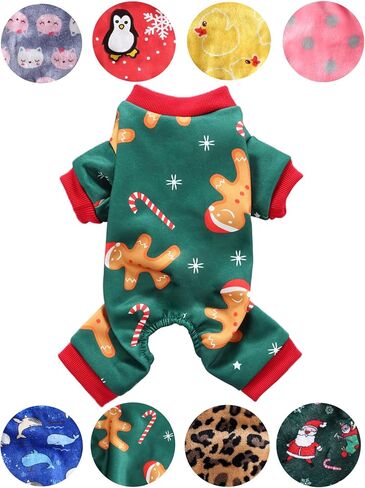 Dog Pajamas for Small Dogs Christmas Outfit Girl Boy Cute Pet Clothing Cold Weathe Dog Fleece Sweaters Jumpsuit (Cat, Small) in Saudi Arabia