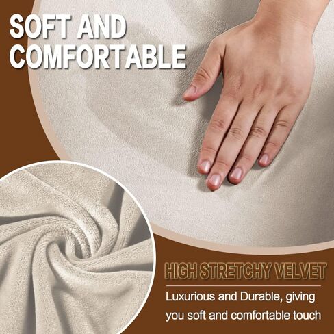 Stretch Velvet Saucer Chair Slipcover,Removable Round Velvet Moon Chair Cover, Soft Anti-Slip, High Stretch (Brown, Medium) in Saudi Arabia